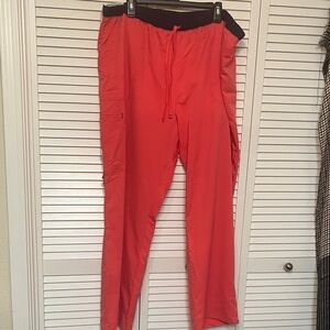 Scrubstar Women's Coral Wide Leg Pants with Black Waistband.  Pants are scrubs.
